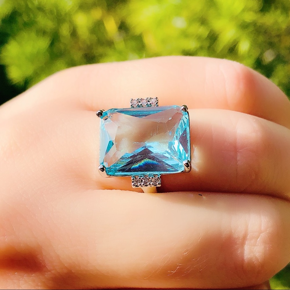 NEW Aquamarine Sterling Silver Ring